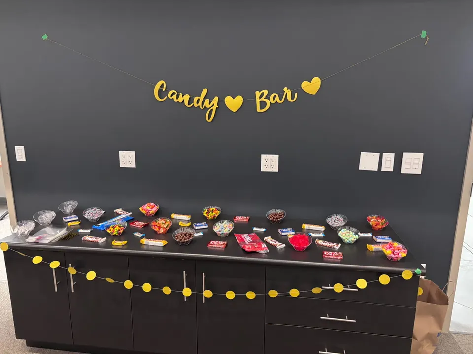 A candy bar set up as a surprise treat for staff at a Hopewell office